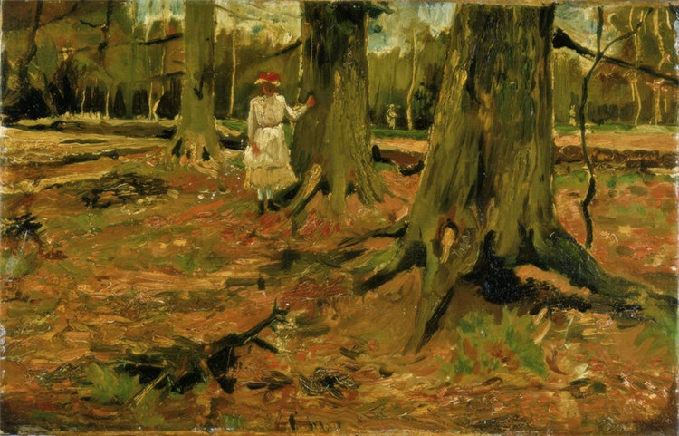 Girl In White In The Woods Van Gogh Oil Painting